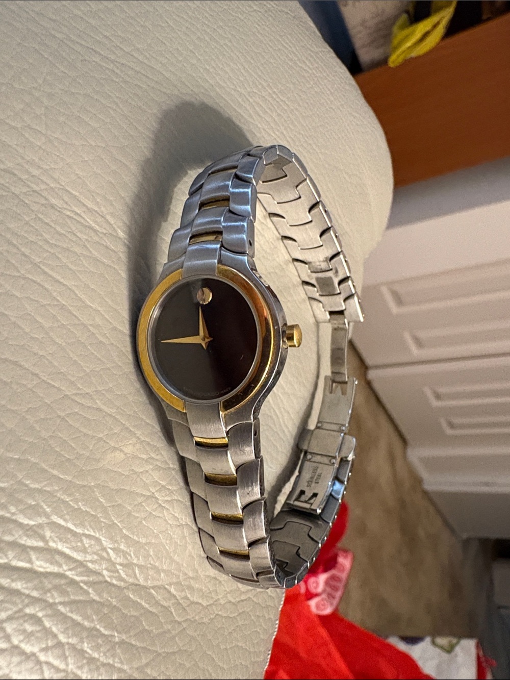 Movado Two-Tone Women's Bracelet Watch in Black and Gold